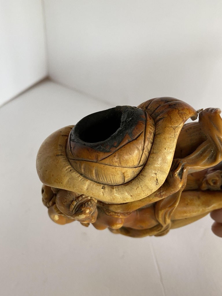 Rare Carved Hand Nude Goddess Meerschaum Pipe in Case, Circa 1890 - 5
