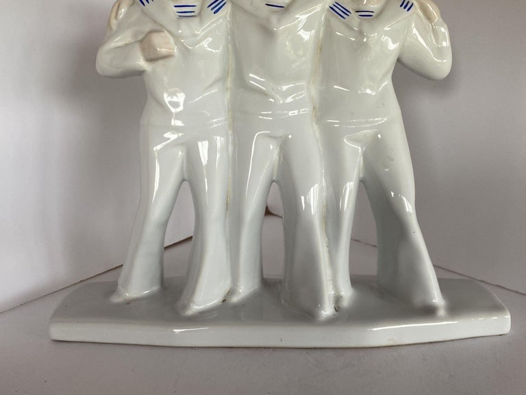 Art Deco Sailors on Leave Earthenware Ceramic Sculpture by Edouard Cazea - 4