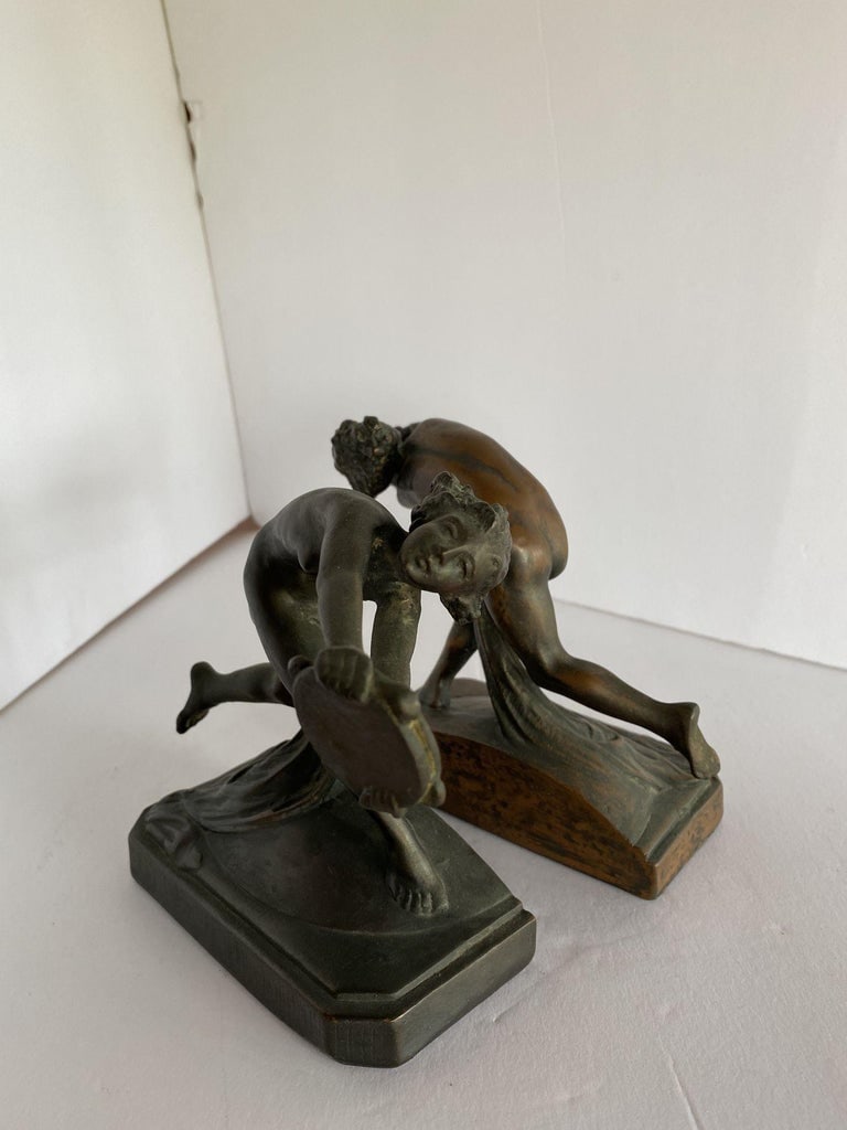 Art Nouveau Nude Female Nymph Cast Bronze Bookends, Pair - 3