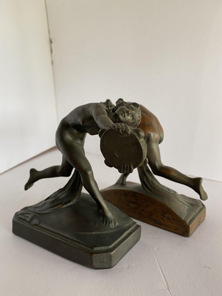 Art Nouveau Nude Female Nymph Cast Bronze Bookends, Pair - 4