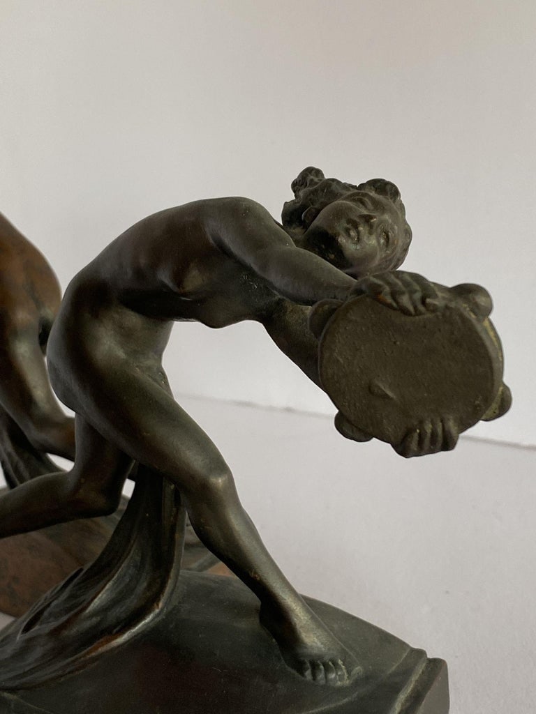 Art Nouveau Nude Female Nymph Cast Bronze Bookends, Pair - 6