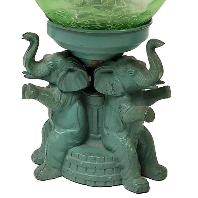 Art Deco Spelter Metal Elephant Lamp with Crackle Shade by A.P.T. NY - 4
