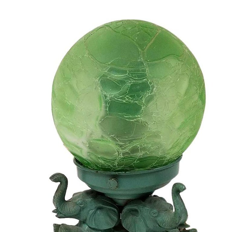 Art Deco Spelter Metal Elephant Lamp with Crackle Shade by A.P.T. NY - 6