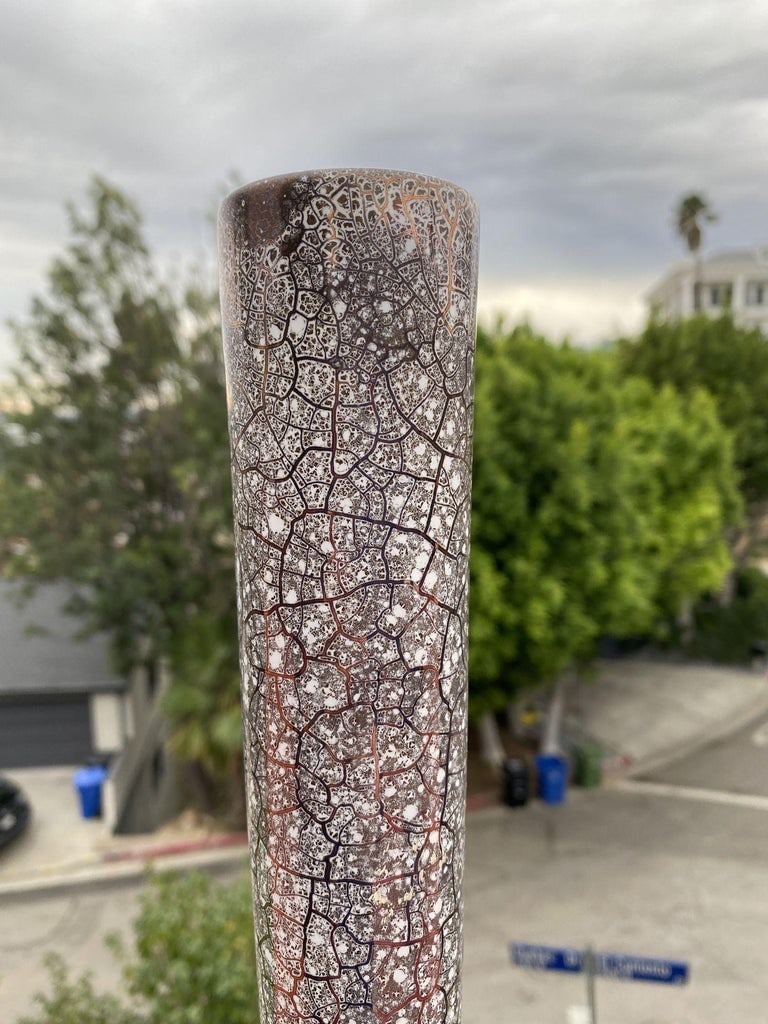 Large Mid Century Silver Crackle Vase by Royal Haeger - 6