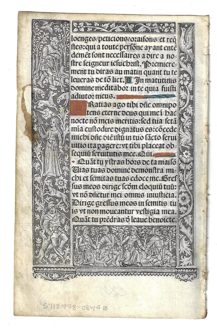 1502 Illustrated Renaissance Illuminated Vellum Book of Hours Leaf - 2
