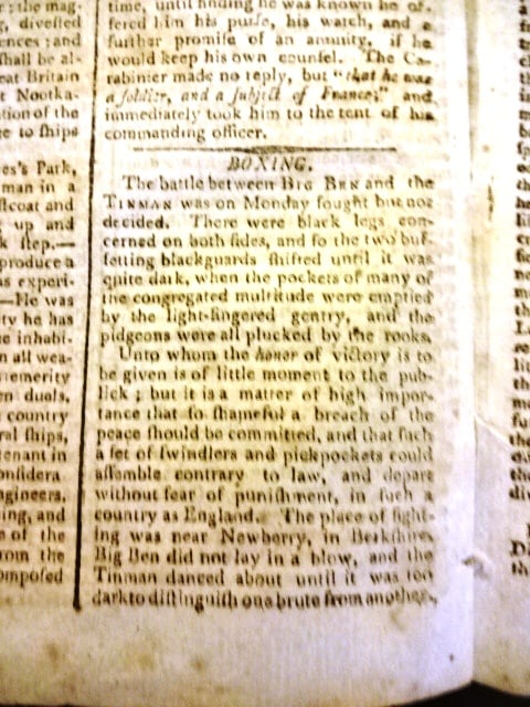 1790 Boston Newspaper Boxing Florida - 2