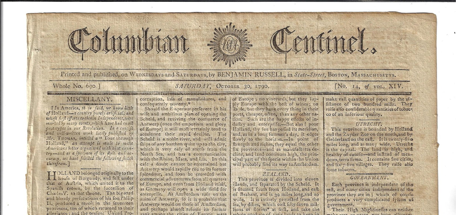 1790 Boston Newspaper Boxing Florida - 4