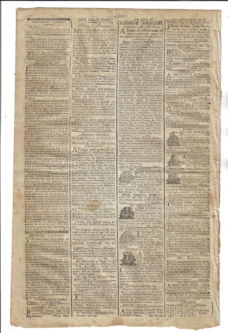 1790 Boston Newspaper Boxing Florida - 5