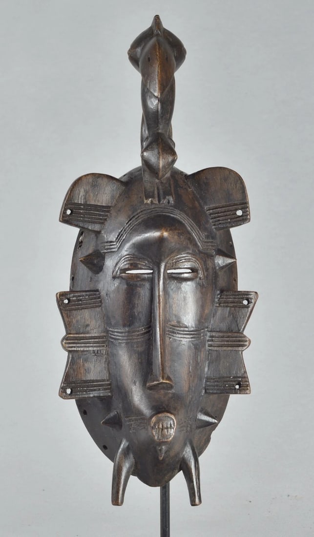 African Art " Ivory Coast" Beautiful Senufo wooden bird mask - 2