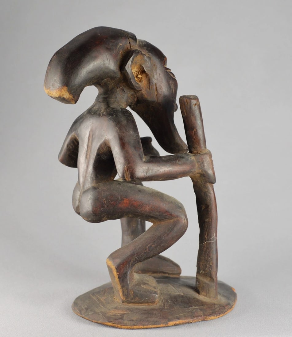 Beautiful old man figure statue sculpture Congo Rdc African art - 6