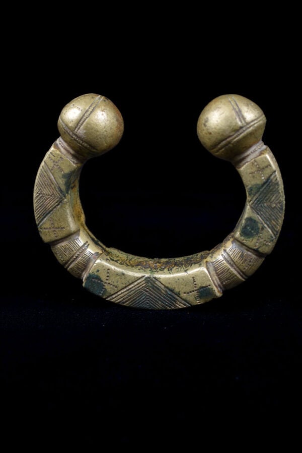 Bracelet / Currency - Bronze Manilla - West Africa: Old copper Manilla - West African trade currency. Manillas are (almost ring-like) bracelets, mostly in bronze or copper, very rarely of gold. They served as a kind of money or barter. They were also
