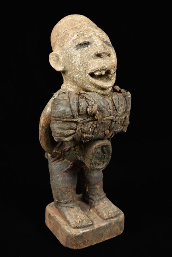 Nkisi Figure - Wood- Yombe - Congo: Very complete Nkisi fetish figure from the Yombe tribe of DR Congo. A Nkisi refers to the spiritual nature of the figure where nkondi refers to the power of the figure itself. Spiritual and religious