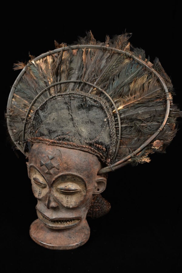 Chihongo Mask - Feathers, Wood - Chokwe - DR Congo - 6