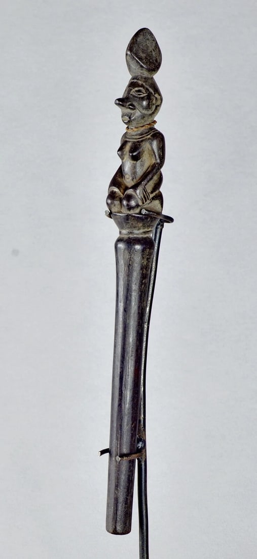 African Art Yaka chief staff with female figure scepter cane Congo DRC - 6