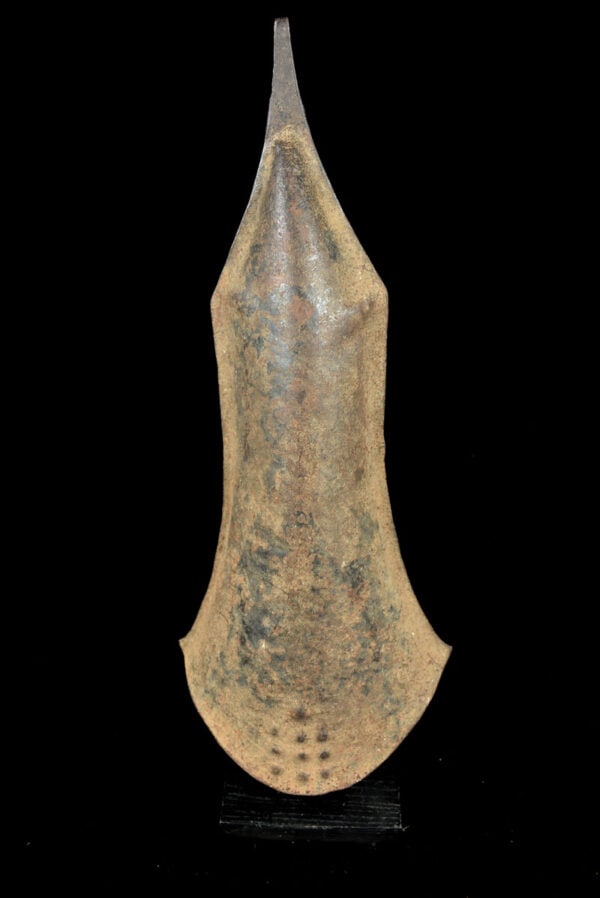 Gong Currency - Jonga - DR Congo: Like many pieces of traditional African metalwork, this gong served multiple purposes in the tribe. It was a ceremonial instrument, a status symbol, and a piece of currency. Using a rubber coated