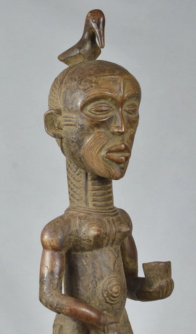 Nice & Impressive 29" figure sculpture Bena Lulua Chief Luluwa Congo Drc - 4