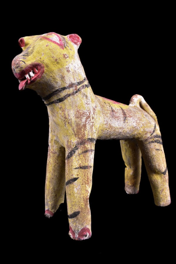 Tiger figure - Terracotta - India: Nepalese masks are deeply rooted in the culture and religious beliefs of the country. These antique artifacts reflect a rich historical heritage, a complex mesh of various ethnicities, tribes, and