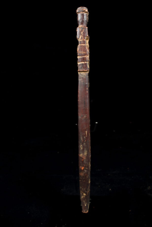 Unique wooden ritual figure / drum handle from Nepal. Wonderful patina of use. Provenance: former - 5