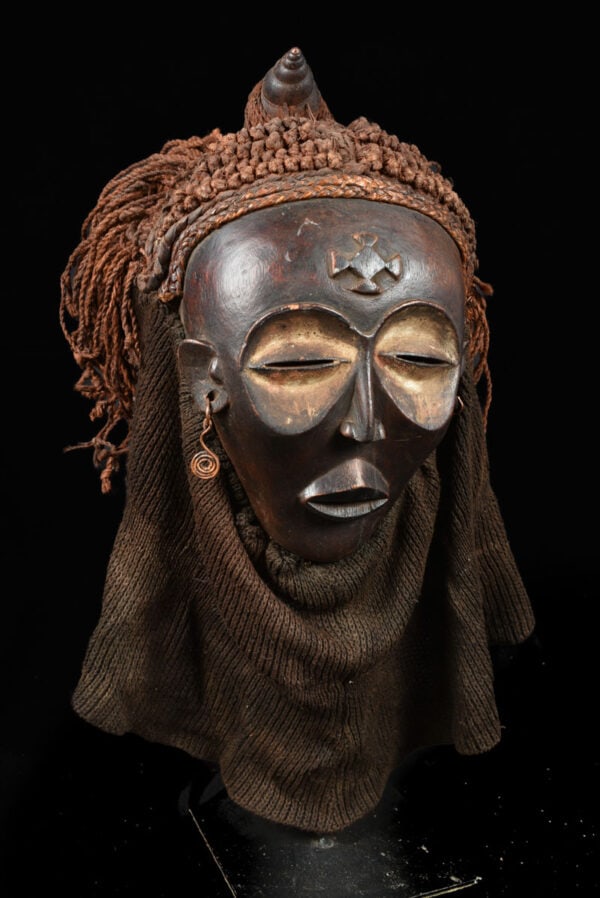 Mwana Pwo Mask - Wood, Rope - Chokwe - DR Congo - 3