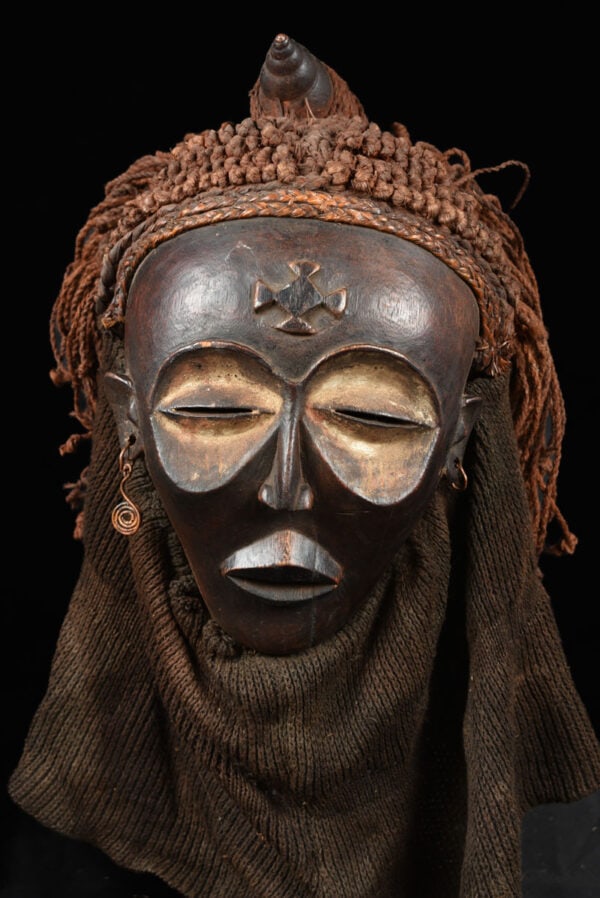 Mwana Pwo Mask - Wood, Rope - Chokwe - DR Congo - 4