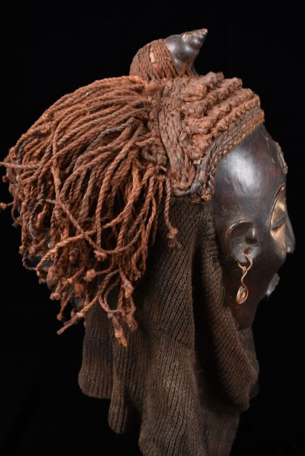 Mwana Pwo Mask - Wood, Rope - Chokwe - DR Congo - 5