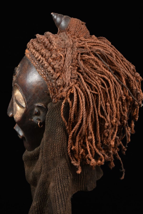 Mwana Pwo Mask - Wood, Rope - Chokwe - DR Congo - 6