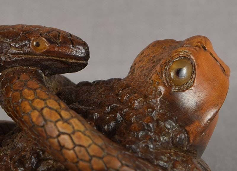 Vintage netsuke SNAKE & TOAD by YUSAN - 6