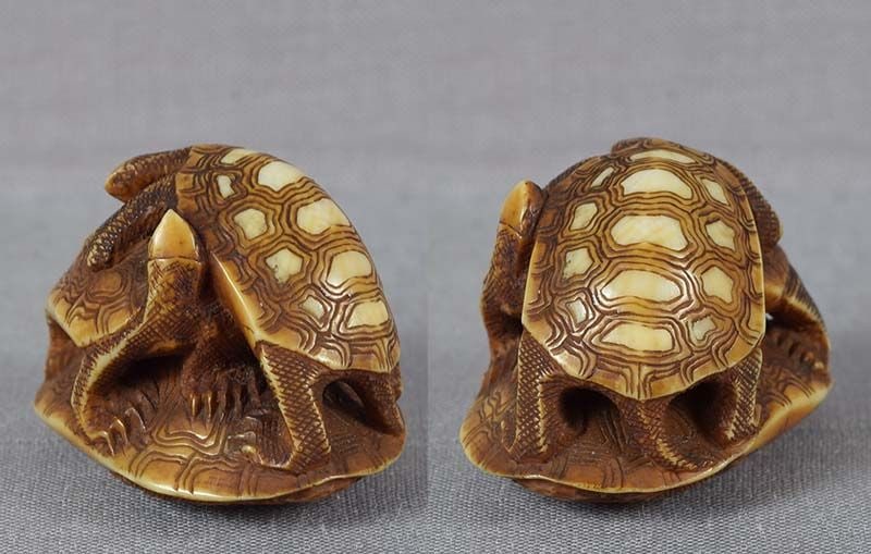 19c netsuke 3 TURTLES - 2