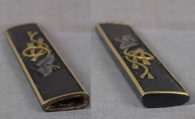 19c Japanese sword KOZUKA ferns & shimenawa - 5