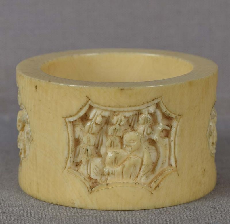 19c Chinese export NAPKIN RING Chinese scholars - 2