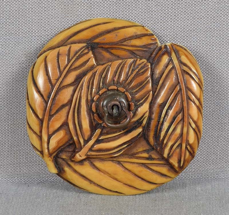 19c netsuke SNAIL & silver TURTLE on leaves - 2