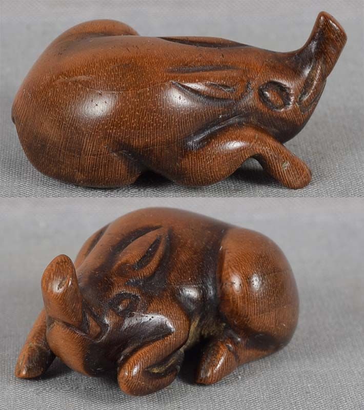 Early 19c netsuke RESTING BOAR - 2