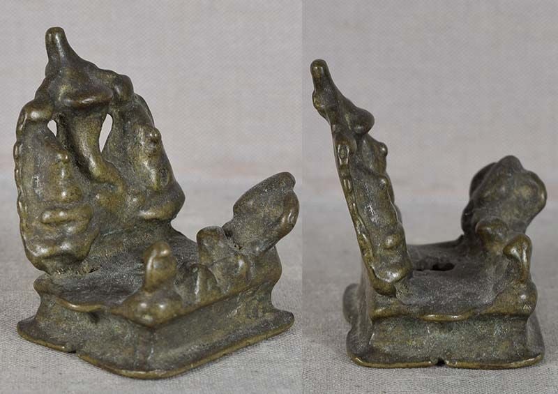18c Indian bronze SHIVA SHRINE Parvati Ganesha Nandi - 2