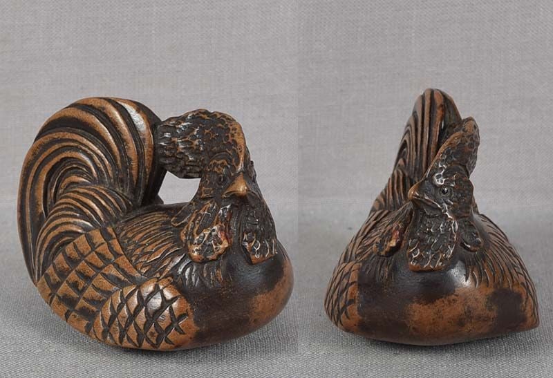 Early 19c netsuke Zodiac ROOSTER - 2