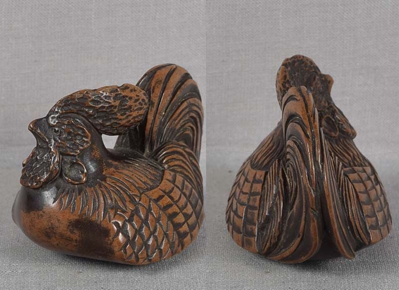 Early 19c netsuke Zodiac ROOSTER - 3