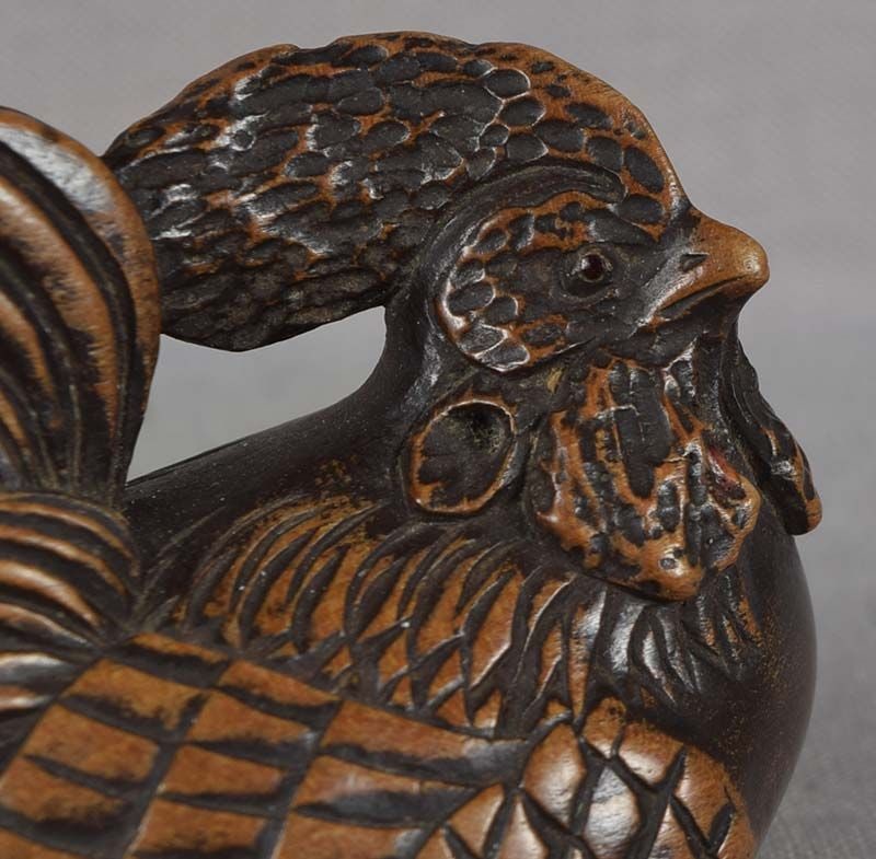 Early 19c netsuke Zodiac ROOSTER - 4