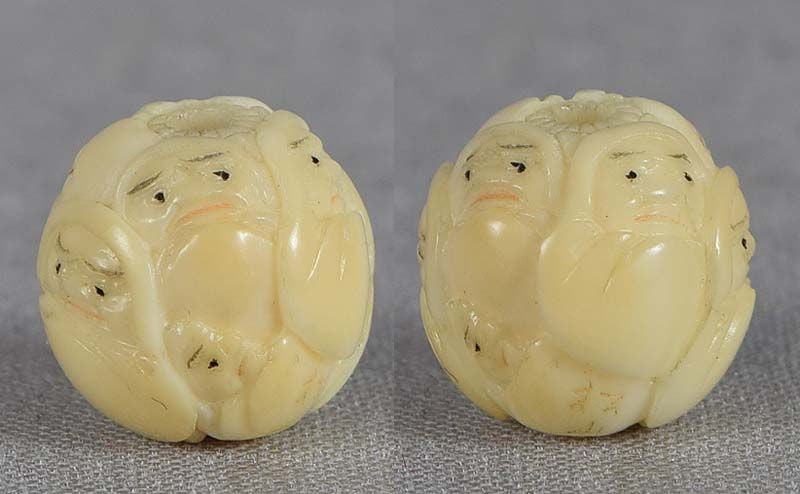 19c marine OJIME netsuke slide 8 DARUMA DOLLS by SHOZAN - 2