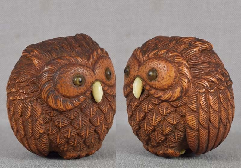 Netsuke PUZZLED OWLET by KAZUO - 3