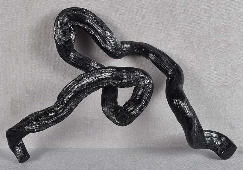 19c Chinese scholar wooden BRUSH REST swirling root inky finish - 3