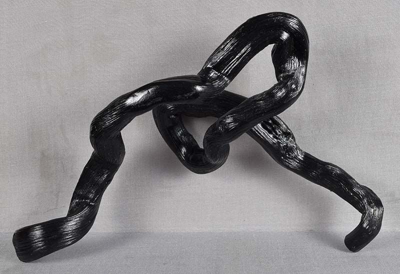 19c Chinese scholar wooden BRUSH REST swirling root inky finish - 4