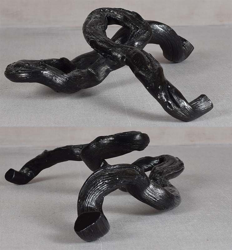 19c Chinese scholar wooden BRUSH REST swirling root inky finish - 5