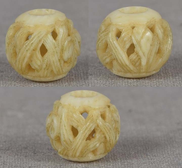 19c OJIME netsuke slide IRISES - 2