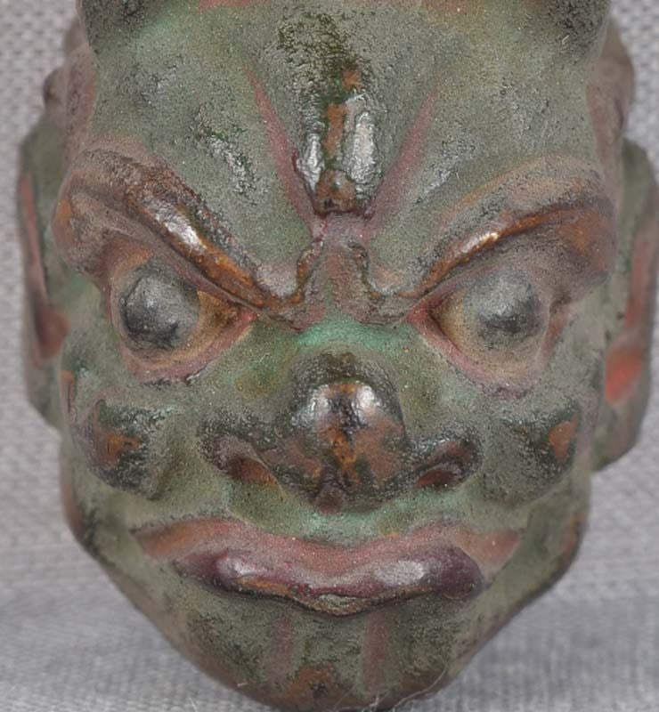19c netsuke MASK GREEN DEMON by RYUUN - 4