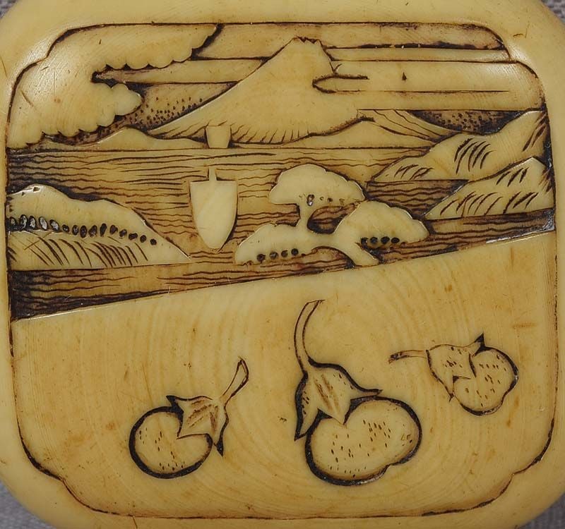 19c netsuke Mount FUJI & eggplants by GYOKUHOSAI - 2