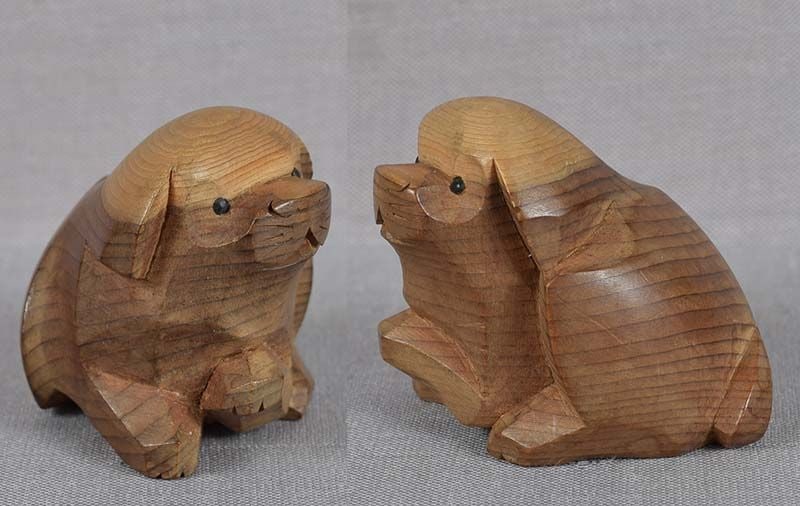19c HIDA school ittobori netsuke PUPPY by SUKENORI - 3