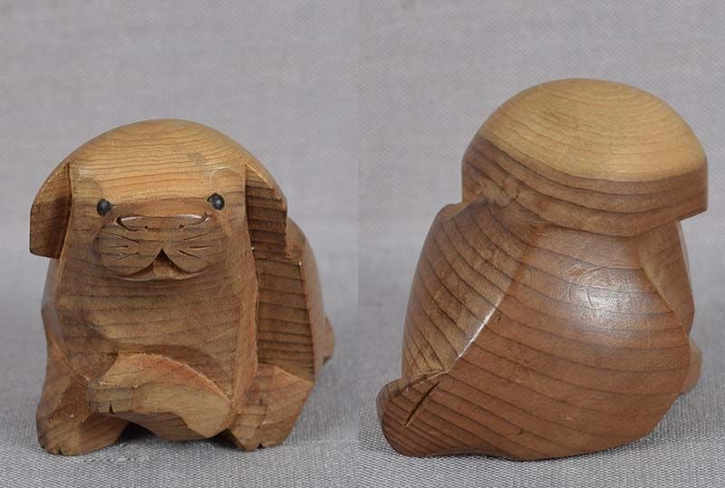 19c HIDA school ittobori netsuke PUPPY by SUKENORI - 4