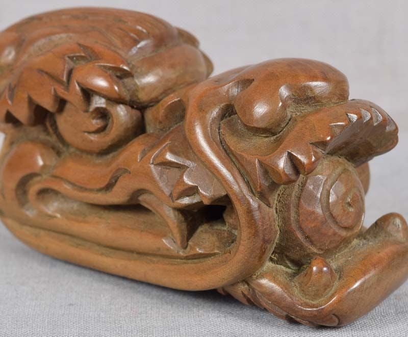 19c netsuke DRAGON head with Precious Gem - 5