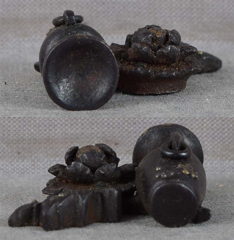 19c Japanese MAE-KANAGU pouch clasp VASE & PEONY - 4