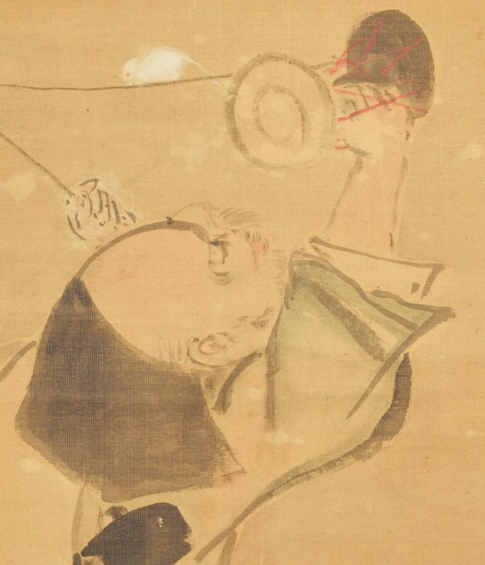 19c Japanese scroll painting DAIKOKU playing drum - 4