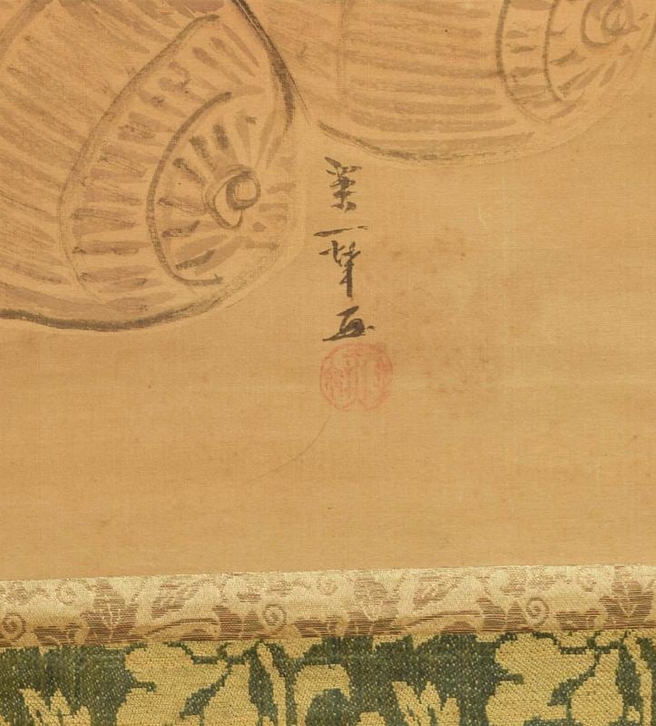 19c Japanese scroll painting DAIKOKU playing drum - 5
